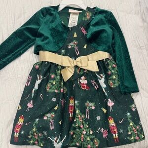 Bonnie Baby Green and Gold Nutcracker Dress